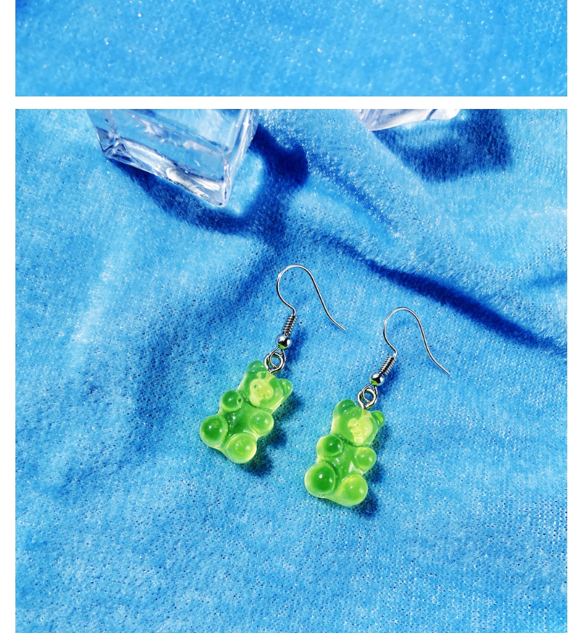 Fashion Green Transparent Resin Alloy Bear Earrings,Drop Earrings