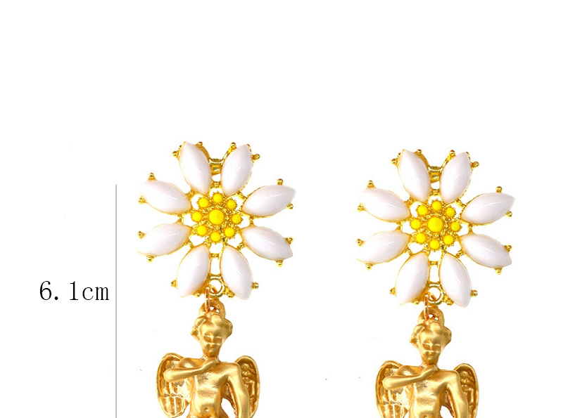 Fashion Golden Chrysanthemum Angel Alloy Hollow Earrings,Drop Earrings