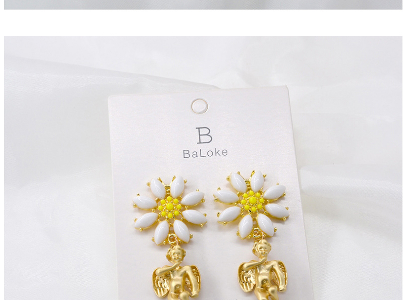 Fashion Golden Chrysanthemum Angel Alloy Hollow Earrings,Drop Earrings