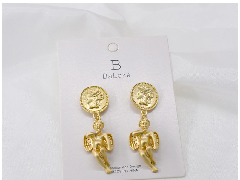 Fashion Golden Matte Gold Cupid Angel Stud Earrings,Drop Earrings