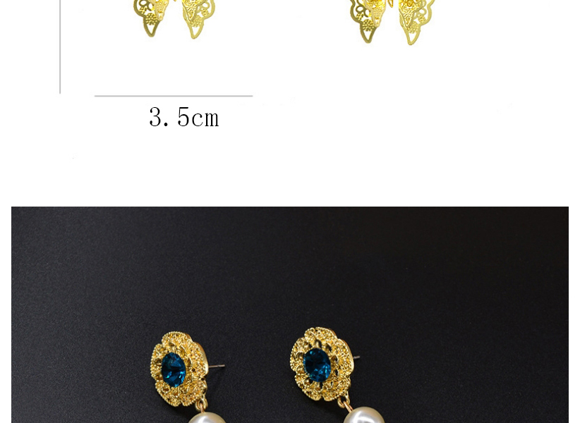 Fashion Golden Three-dimensional Pearl Earrings With Zircon Butterfly And Diamond,Drop Earrings