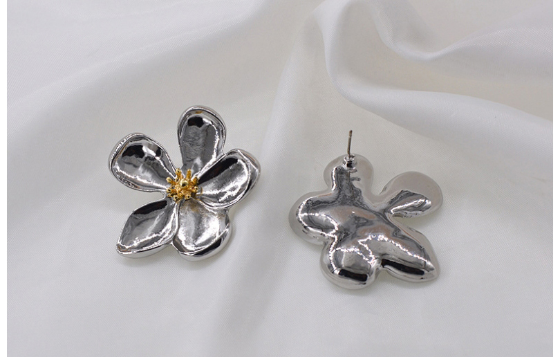Fashion Silvery Five-leaf Petal Alloy Earrings,Stud Earrings