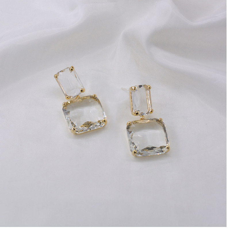 Fashion Golden Rhinestone Ice Cube Alloy Earrings,Drop Earrings