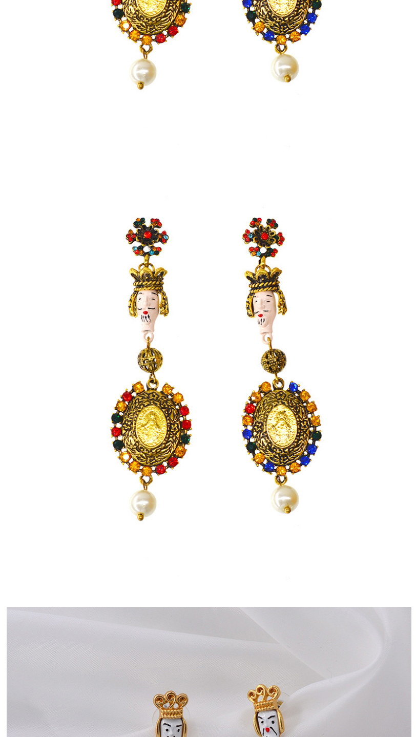 Fashion Golden Dripping Oil Face Love Flower Diamond Earrings,Drop Earrings