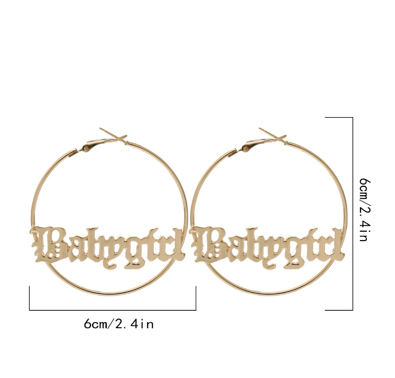 Fashion White K Hollow Circle Geometric Letter Alloy Earrings,Hoop Earrings