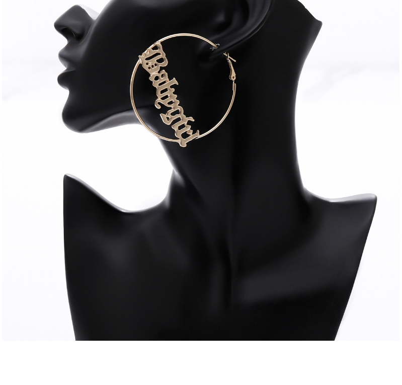 Fashion Golden Hollow Circle Geometric Letter Alloy Earrings,Hoop Earrings