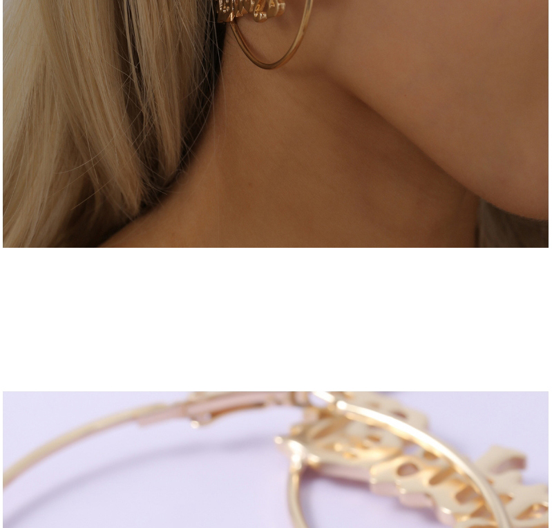 Fashion White K Hollow Circle Geometric Letter Alloy Earrings,Hoop Earrings
