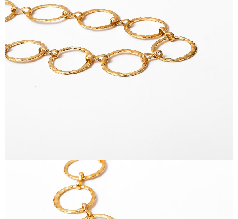 Fashion White K Geometric Hollow Water Ripple Ring Handmade Waist Chain,Waist Chain