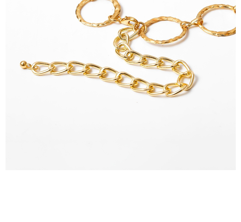 Fashion White K Geometric Hollow Water Ripple Ring Handmade Waist Chain,Waist Chain
