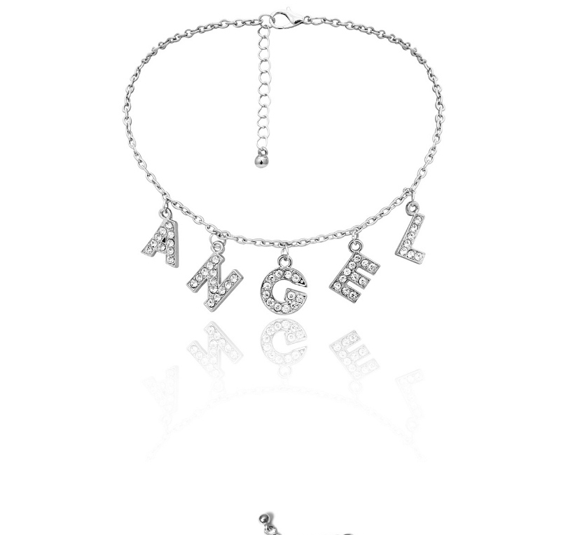 Fashion White K Micro-set Zircon Alphabet Alloy Pendant Necklace,Pendants
