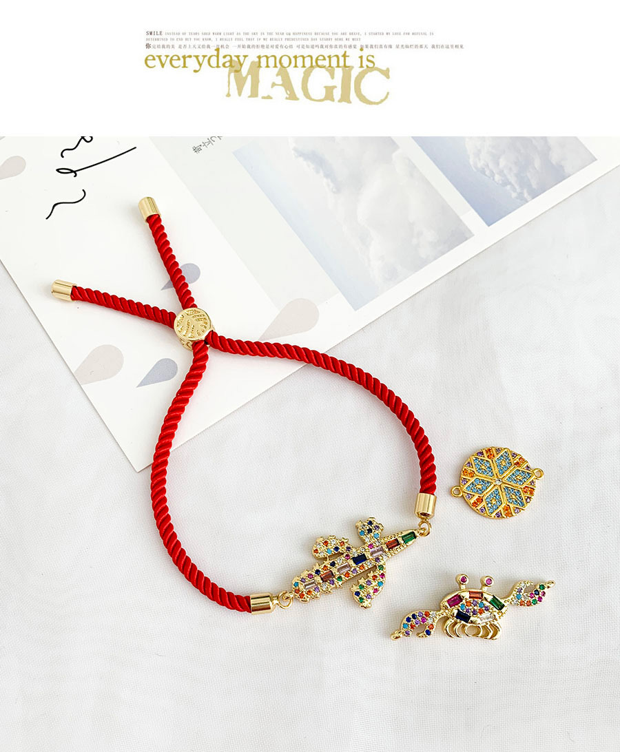 Fashion Hna Copper-set Zircon Red Cord Adjustable Bracelet,Bracelets
