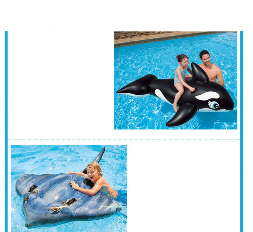 Fashion Black Whale Water Animal Mount Inflatable Toy Floating Bed,Swim Rings