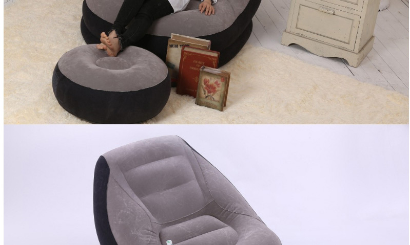 Fashion Gray Flocking Single Inflatable Lazy Sofa Recliner,Swim Rings