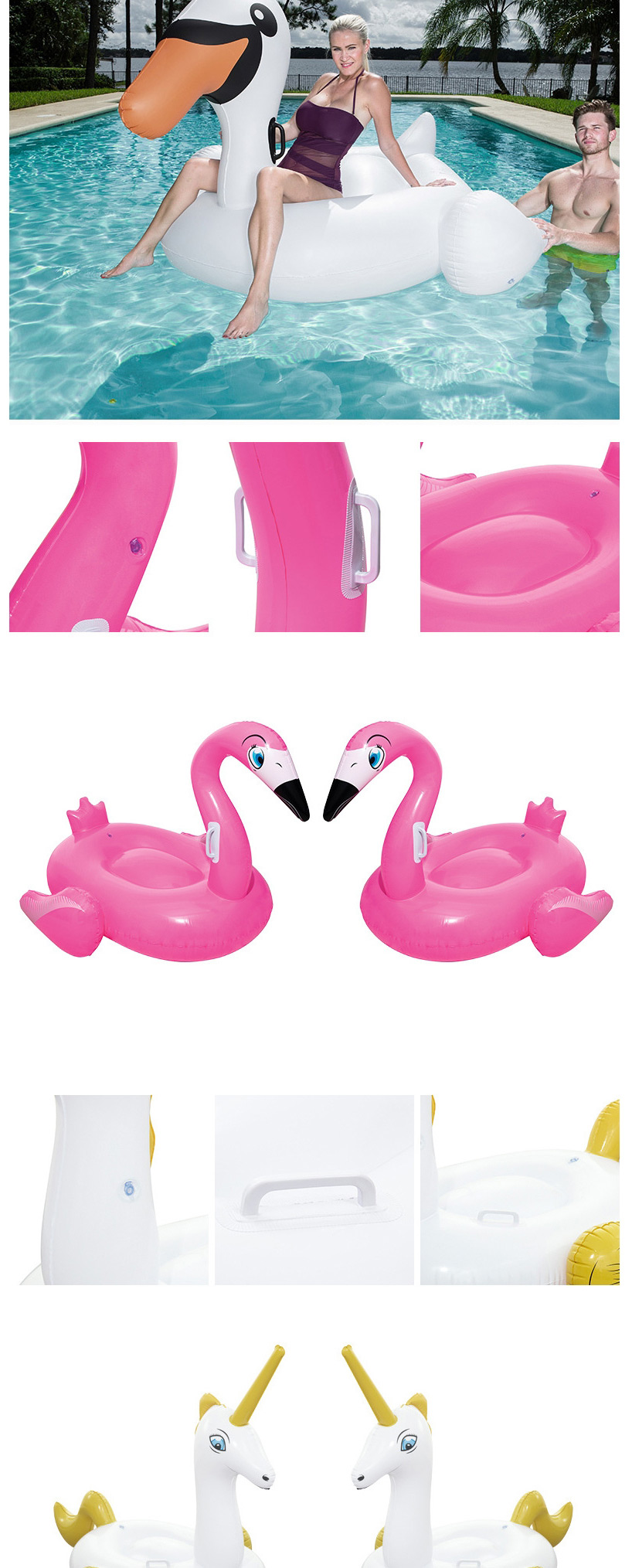 Fashion Big Swan Water Animal Inflatable Mount Toy Floating Bed,Swim Rings