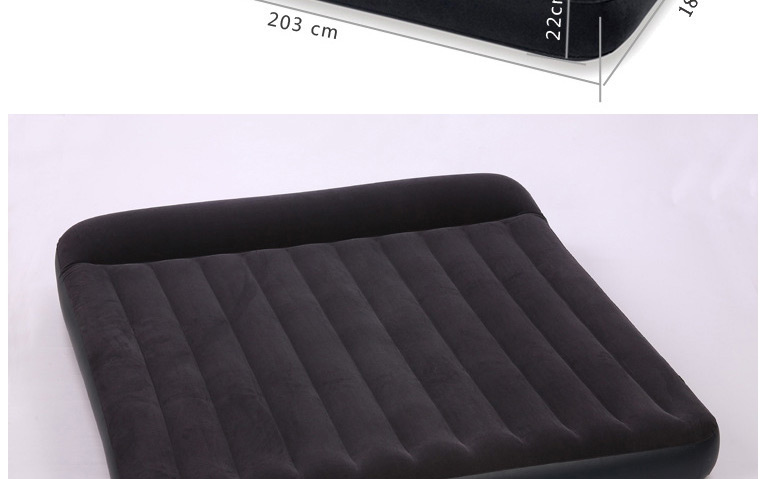 Fashion Black Double Flocking Built-in Pillow Inflatable Mattress,Swim Rings