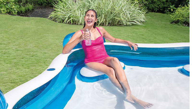 Fashion White Inflatable Swimming Pool With Backrest Seats,Swim Rings
