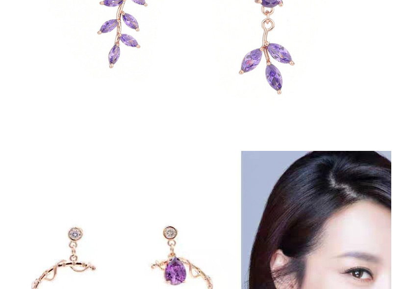 Fashion Purple Pearl Bird Micro-set Zircon Geometric Earrings,Earrings