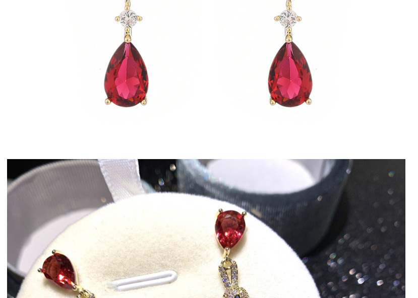 Fashion Red Rabbit Water Drop Micro-set Zircon Long Earrings,Earrings