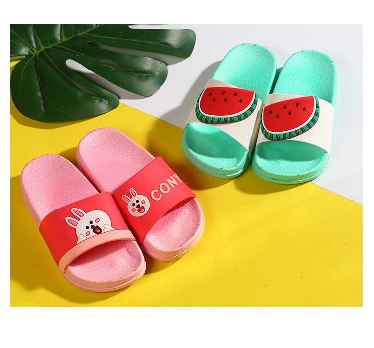 Fashion Strawberry Rabbit Head Fruit Animal Contrast Color Soft Bottom Slippers,Beach Slippers