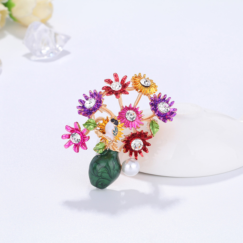 Fashion Colour Bird Brooch With Alloy Diamonds And Pearl Flowers,Korean Brooches