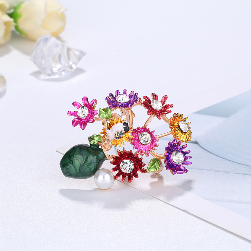 Fashion Colour Bird Brooch With Alloy Diamonds And Pearl Flowers,Korean Brooches