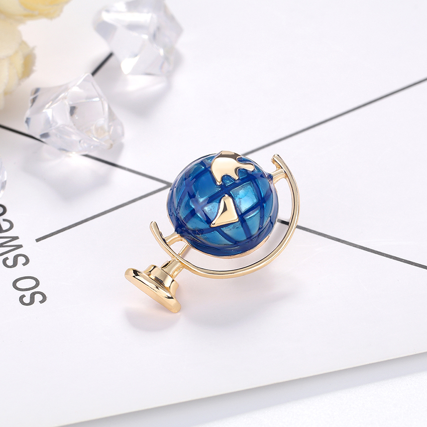 Fashion Blue Alloy Oil Drop Globe Brooch,Korean Brooches