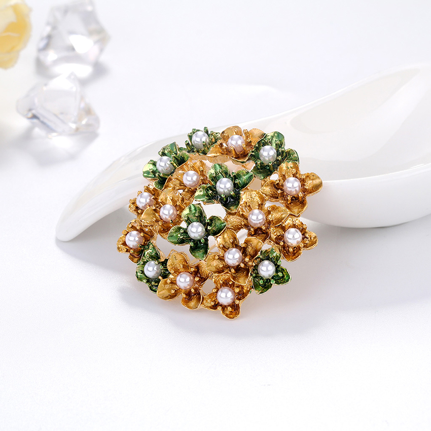 Fashion Colour Alloy Pearl Flower Brooch,Korean Brooches