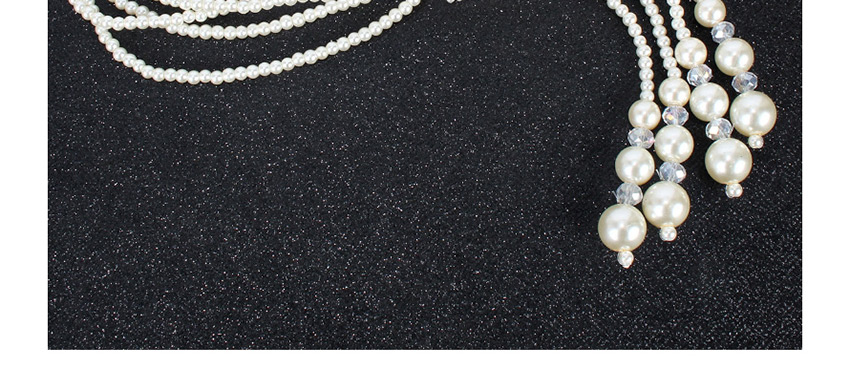 Fashion Rice White Long Profiled Pearl-like Multi-layer Sweater Chain,Multi Strand Necklaces