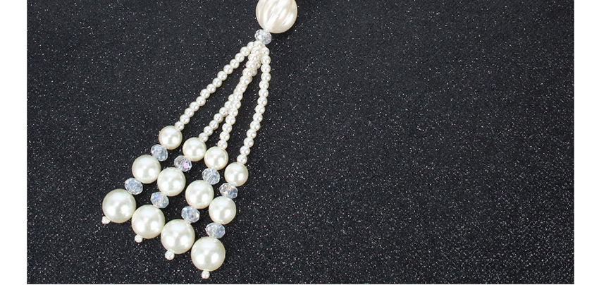 Fashion Rice White Crystal Pearl Multilayer Geometric Necklace,Multi Strand Necklaces