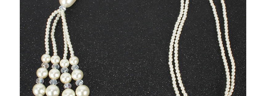 Fashion Rice White Necklace Pearl Clavicle Chain Jewelry,Multi Strand Necklaces