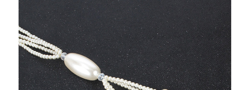 Fashion Rice White Necklace Pearl Clavicle Chain Jewelry,Multi Strand Necklaces