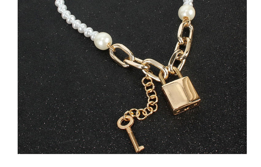 Fashion Golden Geometric Crystal Pearl Multi-layer Necklace,Pendants