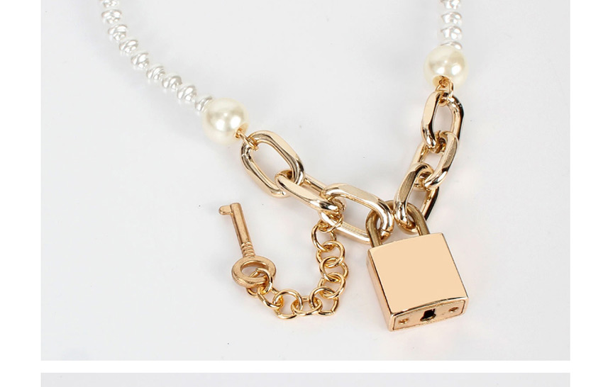 Fashion Golden Geometric Crystal Pearl Multi-layer Necklace,Pendants