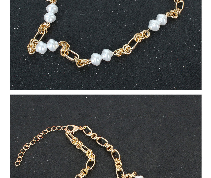 Fashion Golden Imitation Pearl Key Lock Alloy Stitching Necklace,Pendants