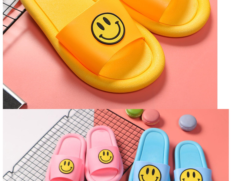 Fashion Caramel Colour Non-slip Smiley Face Indoor And Outdoor Parent-child Slippers,Beach Slippers