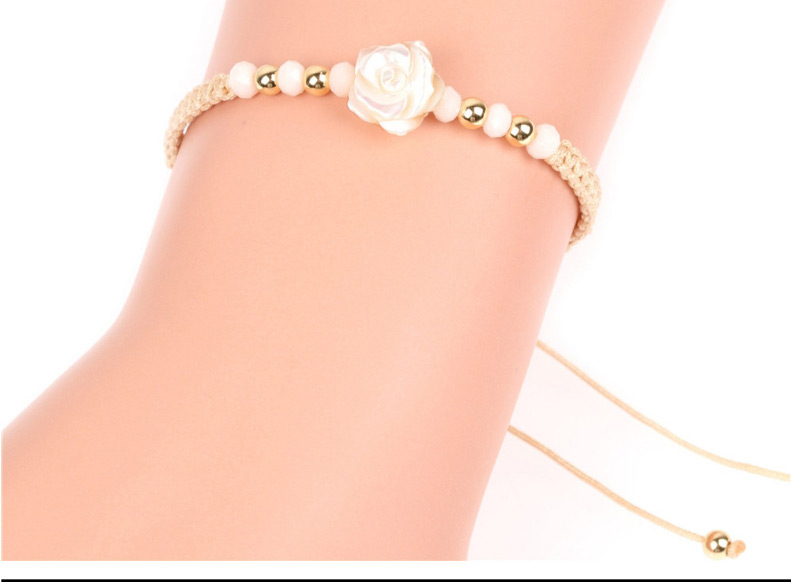 Fashion Floret Shell Braided Flower Crystal Bead Adjustable Bracelet,Bracelets