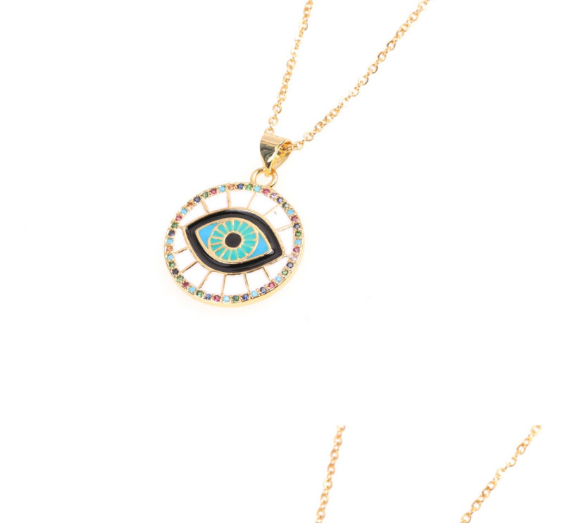 Fashion White Zircon Dripping Oil Full Diamond Round Eye Necklace,Necklaces