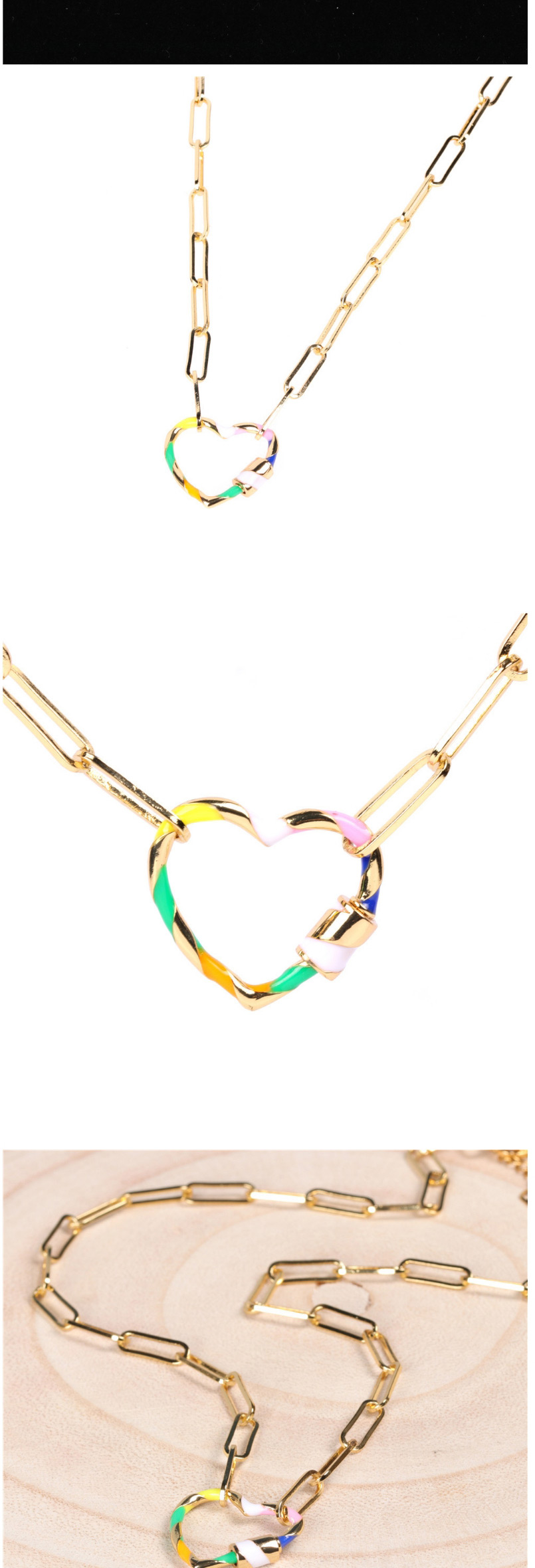 Fashion Caring-40cm Thick Chain Oil Drop Lightning Love Cross Geometric Hollow Necklace,Necklaces