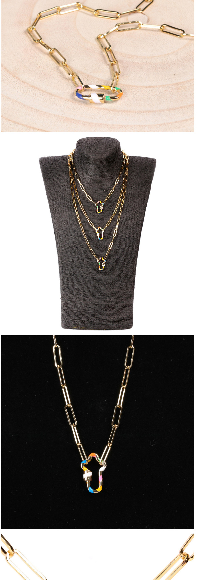 Fashion Big Lightning-60cm Thick Chain Oil Drop Lightning Love Cross Geometric Hollow Necklace,Necklaces