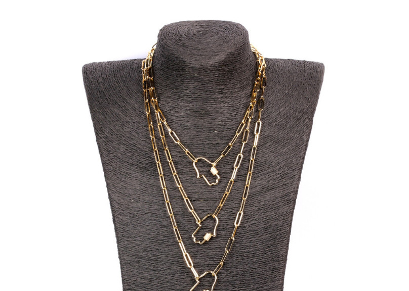 Fashion 60cm Thick Chain Micro-set Zircon Palm Alloy Necklace,Necklaces