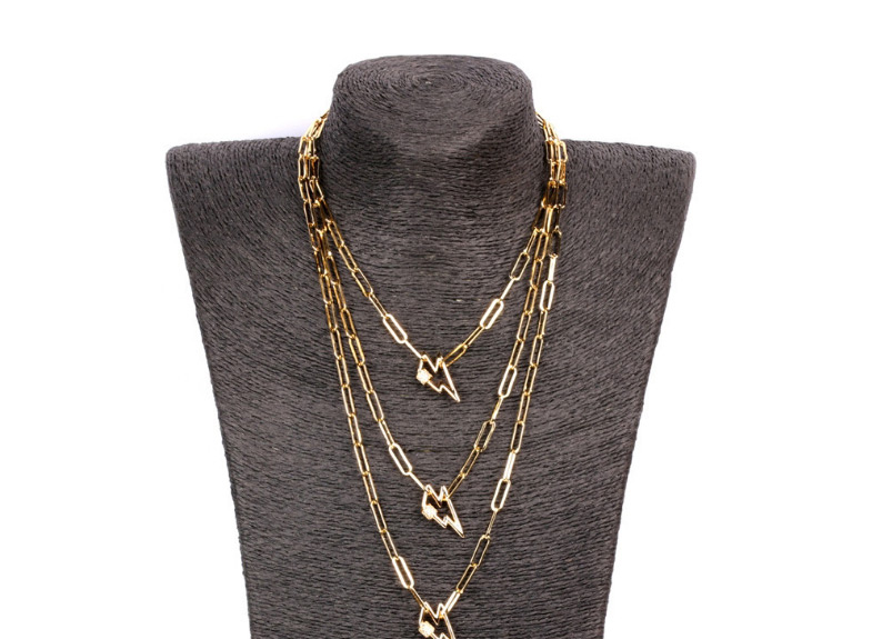 Fashion 60cm Thick Chain Micro-set Zircon Lightning Necklace,Necklaces