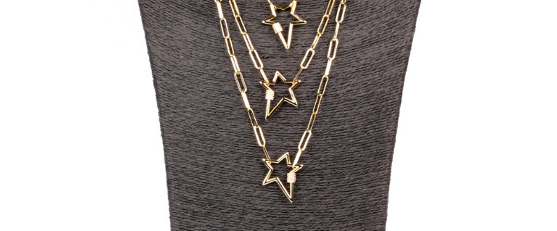 Fashion 60cm Thick Chain Micro-set Zircon Pentagram Necklace,Necklaces