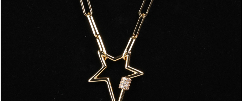 Fashion 40cm Thick Chain Micro-set Zircon Pentagram Necklace,Necklaces