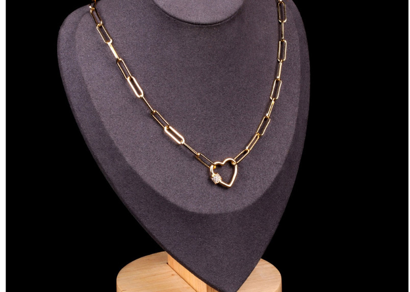 Fashion 60cm Thick Chain Necklace With Diamond Love Buckle,Necklaces