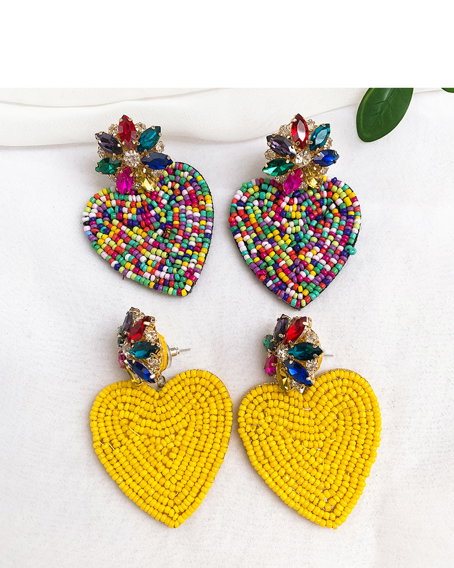 Fashion Yellow Love Bead Stud Earrings,Drop Earrings