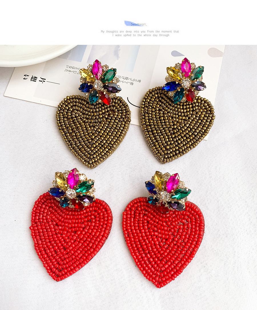 Fashion Rose Red Love Bead Stud Earrings,Drop Earrings
