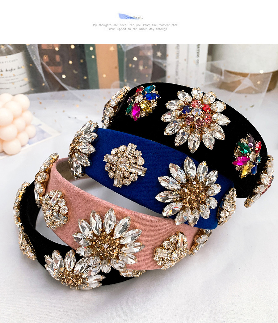Fashion Color Alloy Diamond Flower Velvet Headband,Head Band