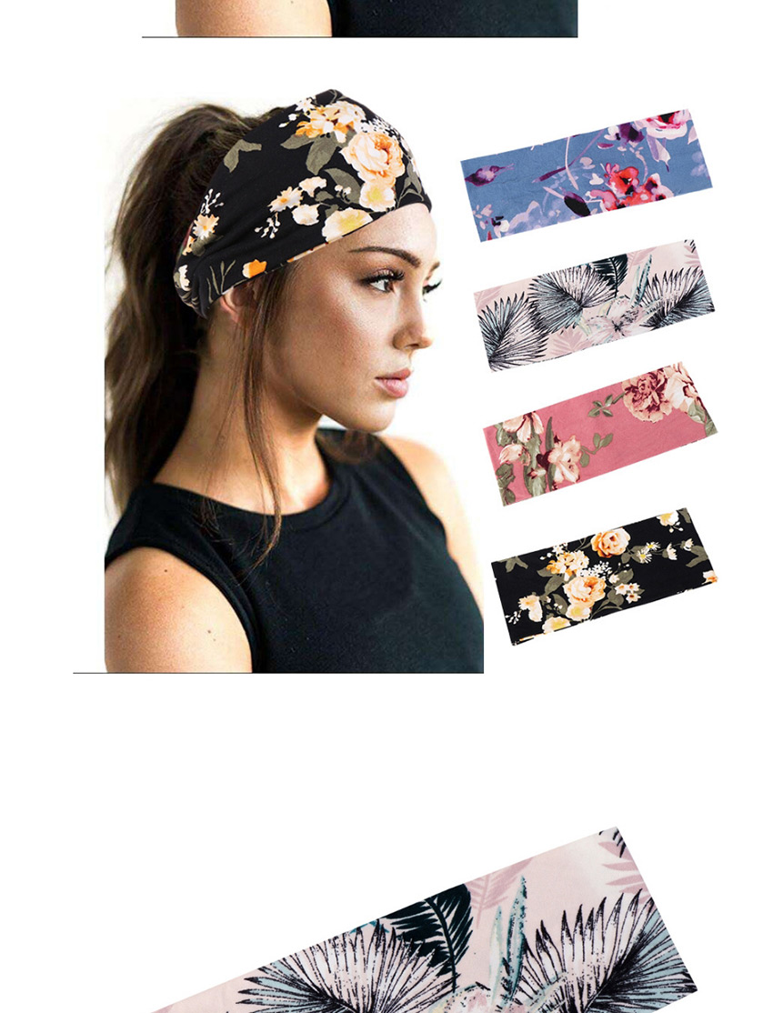 Fashion Leather Powder + Button Button Flower Headband Elastic Wide-brimmed Hair Band,Head Band
