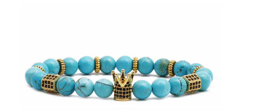 Fashion Set A Turquoise White Magnet Emperor Stone Matte Tiger Eye Stone Woven Beaded Bracelet,Bracelets Set