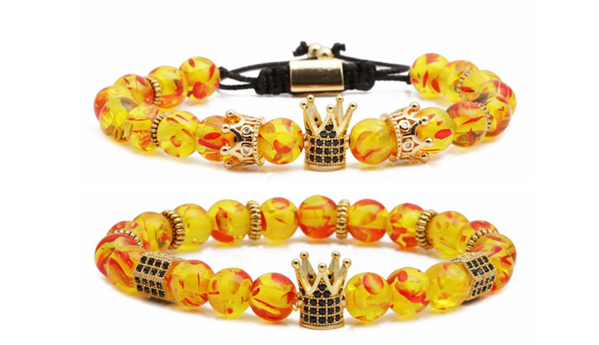 Fashion G Amethyst Set Crown Shape Decorated Woven Bead Bracelet Sets,Bracelets Set